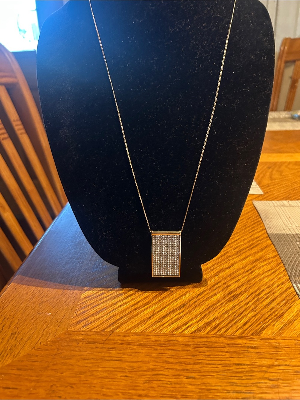 Plunder Gold Rectangular Pavé Crystal Pendant Necklace
